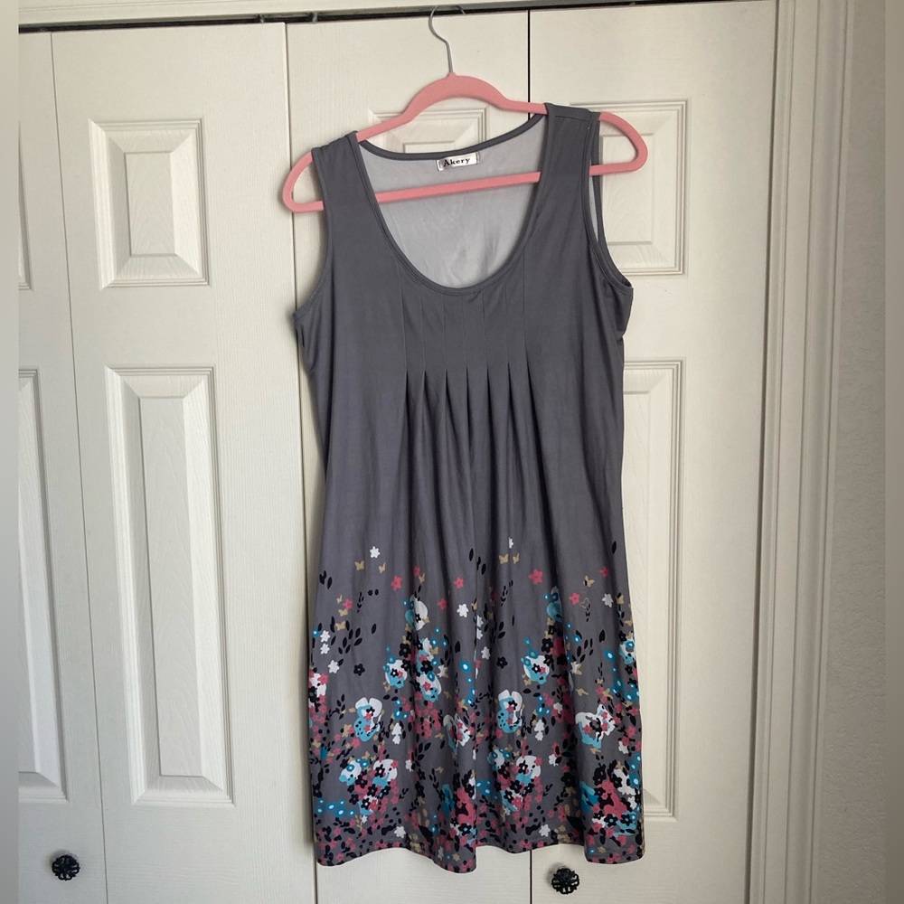 Gray floral summer dress